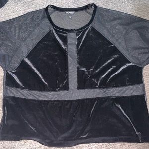 Mesh and velvet t shirt